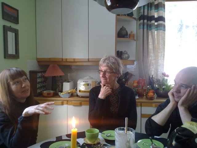 Informal get-together with Julie Cruikshank after the meeting and ice swimming and barbecue at the Kemijoki river.