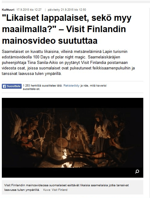 The article published in the YLE Sámi website