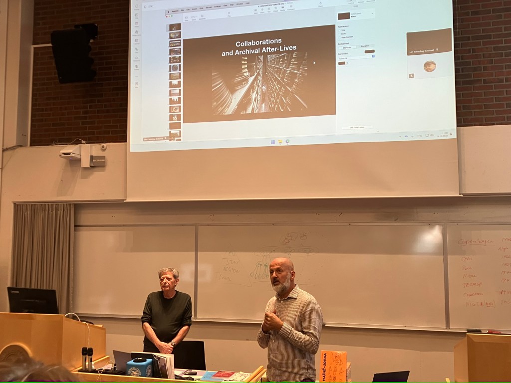 Len Kamerling (left) and Trond Waage (right) at the multimodal anthropology celebration seminar, Tromso